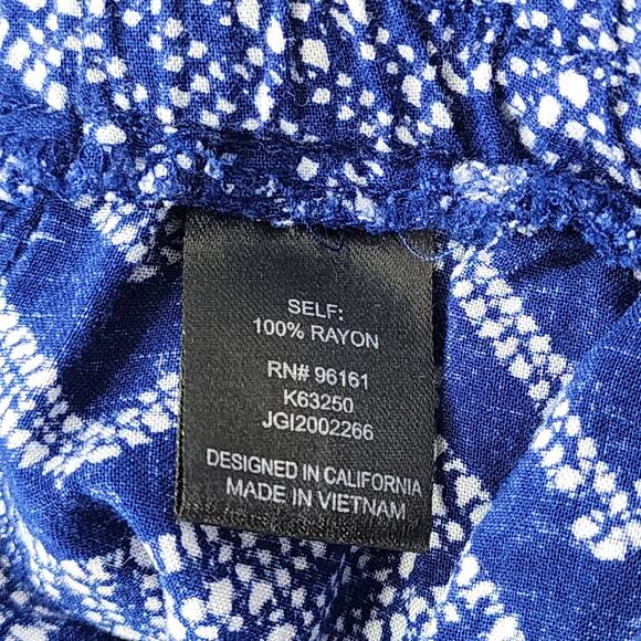 Be Bop Pants Womens L Blue White Chevron Printed Pull On Tapered Leg Pockets - Picture 4 of 10